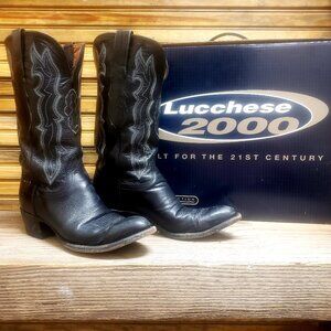 Vintage Lucchese 2000 Western Boots Women's Black Size 8.5B GUC SF/PF/BF